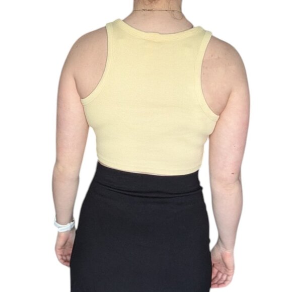 H&M Yellow Ribbed Summer Tank Top Women Size Small - Picture 3 of 11